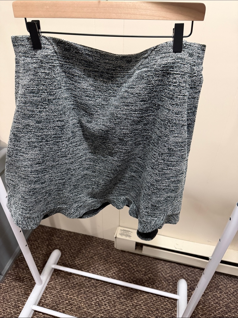 LOFT Black and White Tweed-Look Mini Skirt